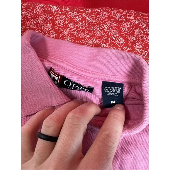 Lot of 2 ~ Chaps Polo Short Sleeve Cotton Shirts ~ Mens Medium Purple & Pink V1 - Picture 3 of 7